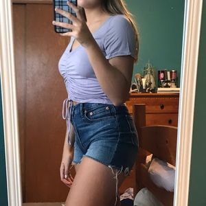 Lavender ruched drawstring top